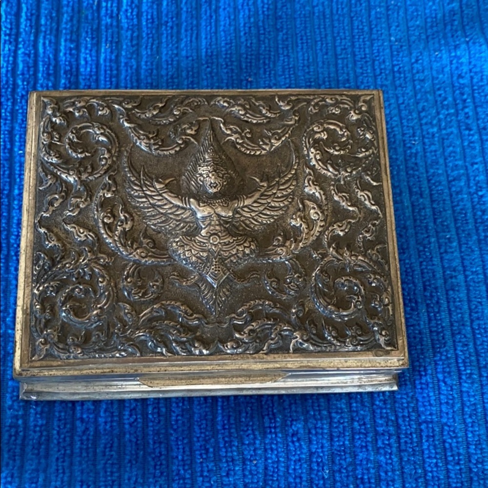 SIAM Sterling Antique Asian Buddha Marked Cigarette Box